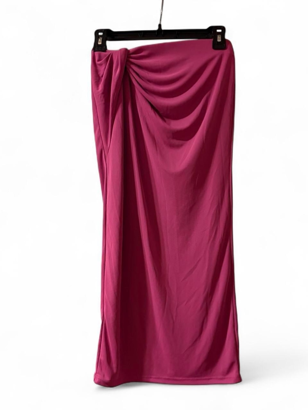Pink Ruched Midi Skirt